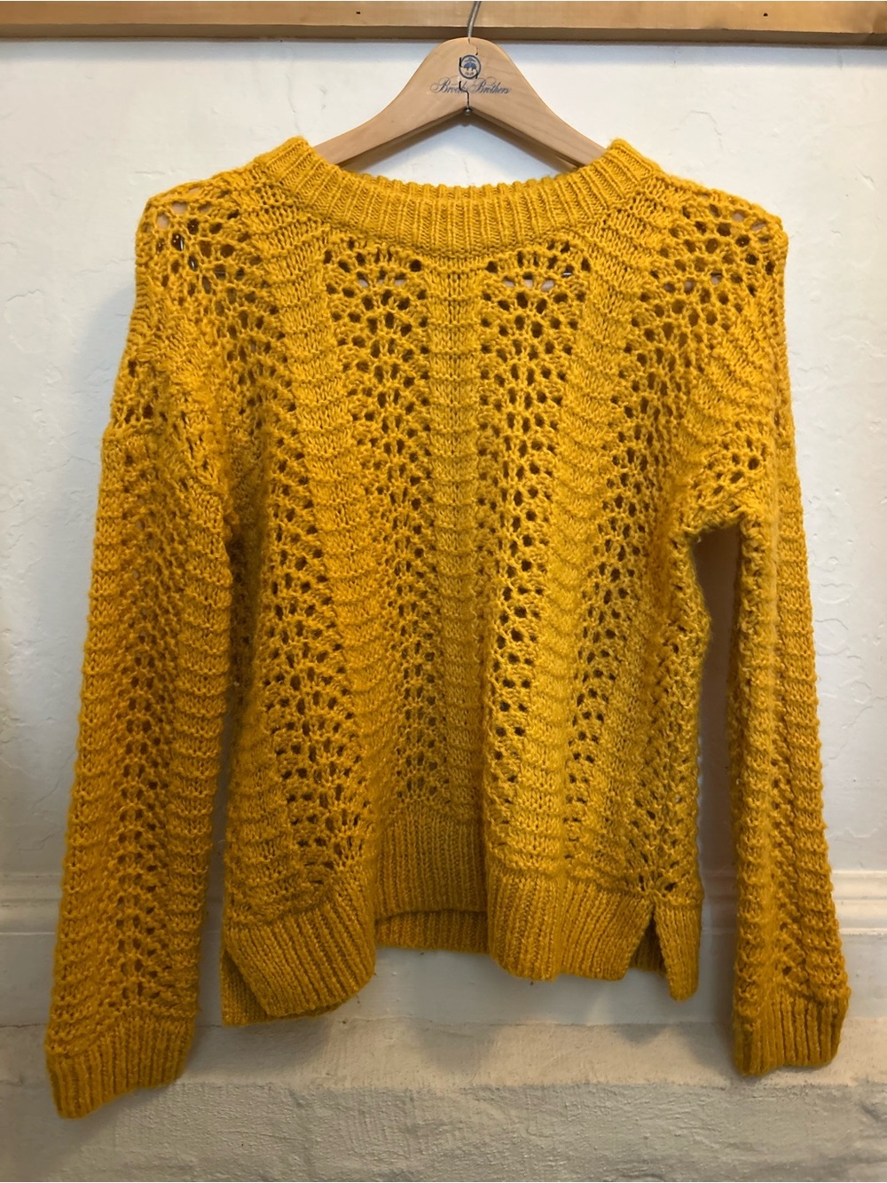 Madewell Open-Weave Mustard Crewneck Sweater